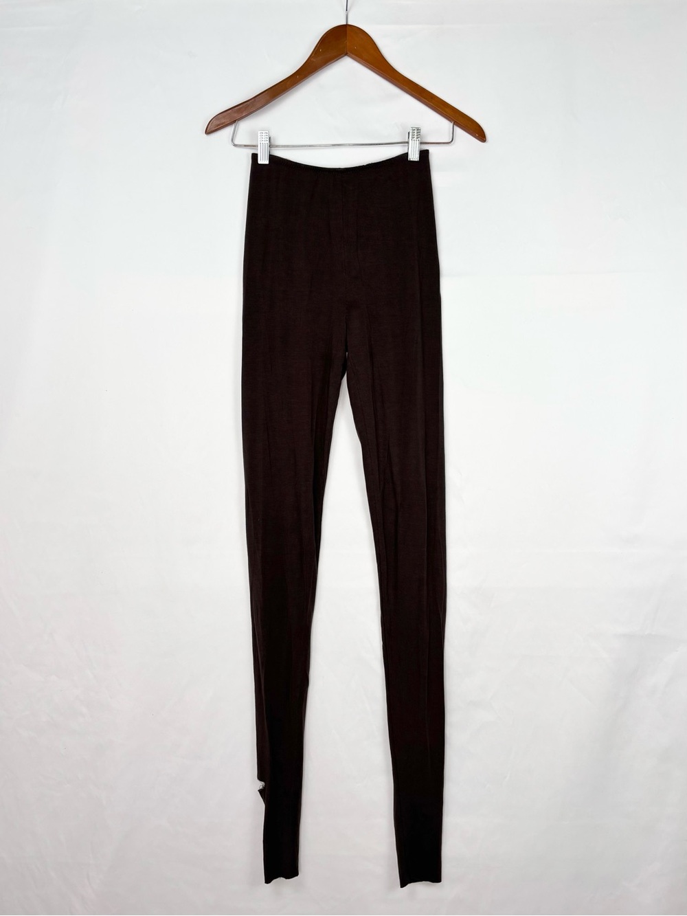 Norma Kamali Legging With Footie in Chocolate Brown Size XS High Waist Stretch